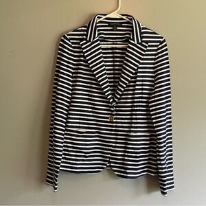 Ralph Lauren Striped navy and white blazer jacket size L Large women’s